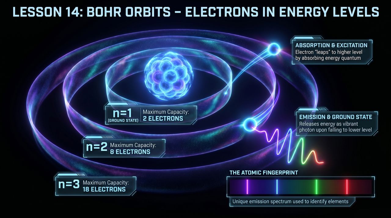 Discrete Quantized Energy States - Educational Chemistry Diagram & Scientific Model