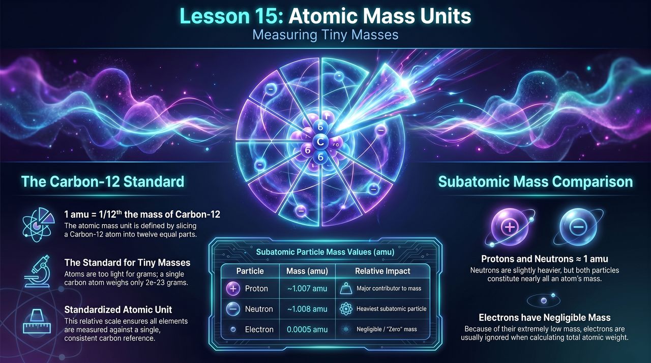 Atomic Mass Units - Educational Chemistry Diagram & Scientific Model