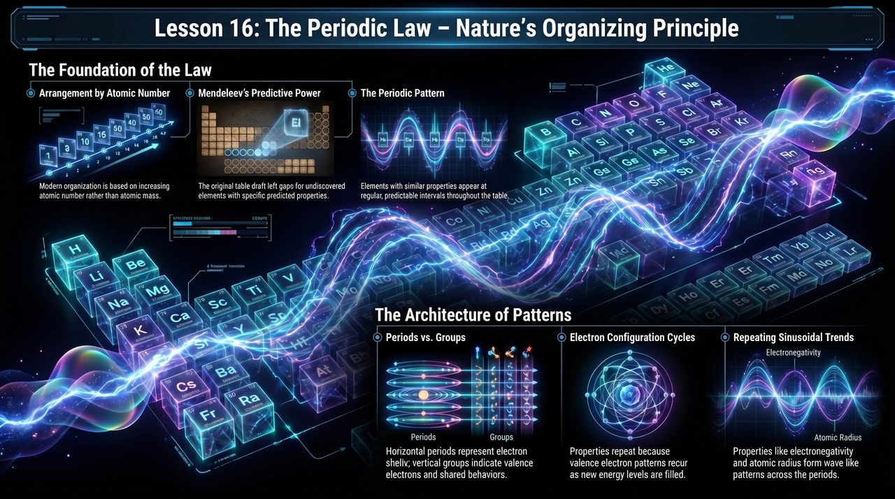 The Periodic Law - Educational Chemistry Diagram & Scientific Model